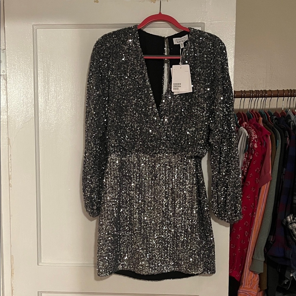 NWT & Other Stories Sequin Faux Wrap Mini Dress, size US 6